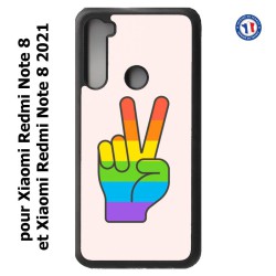 Coque pour Xiaomi Redmi Note 8 et Note 8 2021 Rainbow Peace LGBT - couleur arc en ciel Main Victoire Paix LGBT