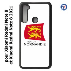 Coque pour Xiaomi Redmi Note 8 et Note 8 2021 Logo Normandie - Écusson Normandie - 2 léopards