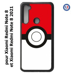 Coque pour Xiaomi Redmi Note 8 et Note 8 2021 rond noir sur fond rouge et blanc