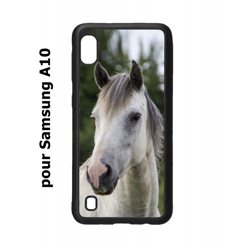 Coque noire personnalisée pour Smartphone Samsung Galaxy A10 Coque cheval blanc - tête de cheval