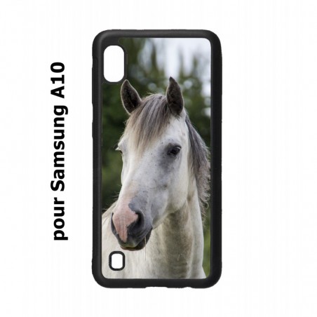 Coque noire pour Samsung Galaxy A10 Coque cheval blanc - tête de cheval