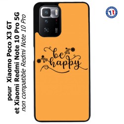 Coque pour Xiaomi Poco X3 GT Be Happy sur fond orange - Soyez heureux - Sois heureuse - citation