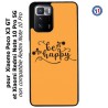 Coque pour Xiaomi Redmi Note 10 PRO 5G Be Happy sur fond orange - Soyez heureux - Sois heureuse - citation