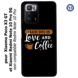 Coque pour Xiaomi Redmi Note 10 PRO 5G I raise boys on Love and Coffee - coque café