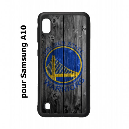 Coque noire pour Samsung Galaxy A10 Stephen Curry emblème Golden State Warriors Basket fond bois