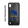 Coque noire pour Samsung Galaxy A10 Stephen Curry emblème Golden State Warriors Basket fond bois