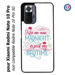 Coque pour Xiaomi Redmi Note 10 PRO Kiss me now Midnight is past my Bedtime amour embrasse-moi