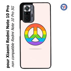 Coque pour Xiaomi Redmi Note 10 PRO Peace and Love LGBT - couleur arc en ciel