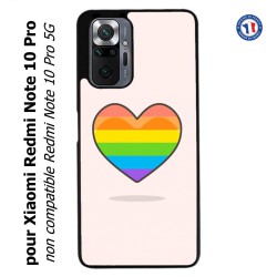 Coque pour Xiaomi Redmi Note 10 PRO Rainbow hearth LGBT - couleur arc en ciel Coeur LGBT