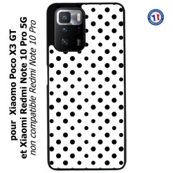 Coque pour Xiaomi Redmi Note 10 PRO 5G motif géométrique pattern noir et blanc - ronds noirs