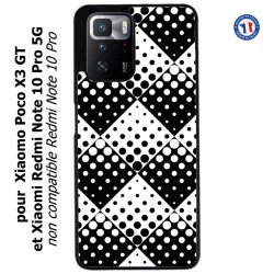 Coque pour Xiaomi Poco X3 GT motif géométrique pattern noir et blanc - ronds carrés noirs blancs