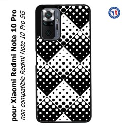 Coque pour Xiaomi Redmi Note 10 PRO motif géométrique pattern noir et blanc - ronds carrés noirs blancs