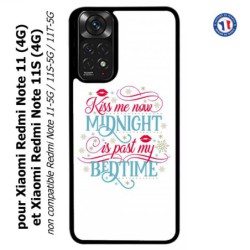 Coque pour Xiaomi Redmi Note 11 (4G) et Note 11S (4G) Kiss me now Midnight is past my Bedtime amour embrasse-moi
