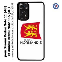Coque pour Xiaomi Redmi Note 11 (4G) et Note 11S (4G) Logo Normandie - Écusson Normandie - 2 léopards
