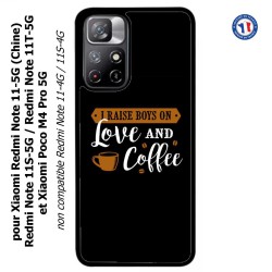 Coque pour Xiaomi Poco M4 Pro 5G I raise boys on Love and Coffee - coque café