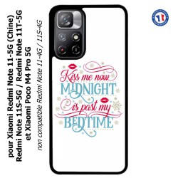 Coque pour Xiaomi Poco M4 Pro 5G Kiss me now Midnight is past my Bedtime amour embrasse-moi