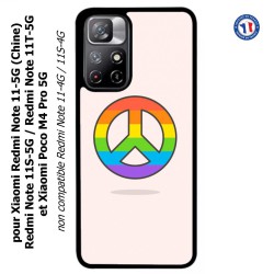 Coque pour Xiaomi Poco M4 Pro 5G Peace and Love LGBT - couleur arc en ciel