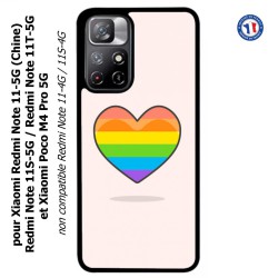 Coque pour Xiaomi Poco M4 Pro 5G Rainbow hearth LGBT - couleur arc en ciel Coeur LGBT