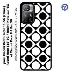 Coque pour Xiaomi Poco M4 Pro 5G motif géométrique pattern noir et blanc - ronds et carrés