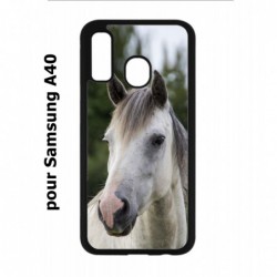 Coque noire pour Samsung Galaxy A40 Coque cheval blanc - tête de cheval