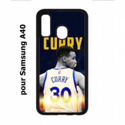 Coque noire pour Samsung Galaxy A40 Stephen Curry Golden State Warriors Basket 30