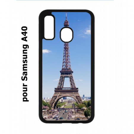 Coque noire pour Samsung Galaxy A40 Tour Eiffel Paris France