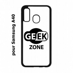 Coque noire pour Samsung Galaxy A40 Logo Geek Zone noir & blanc