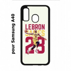 Coque noire pour Samsung Galaxy A40 star Basket Lebron James Cavaliers de Cleveland 23