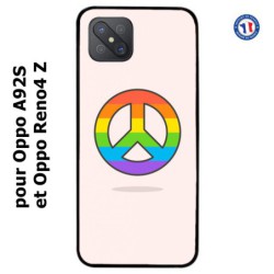 Coque pour Oppo A92S Peace and Love LGBT - couleur arc en ciel