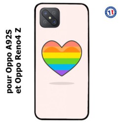 Coque pour Oppo Reno4 Z Rainbow hearth LGBT - couleur arc en ciel Coeur LGBT