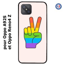 Coque pour Oppo Reno4 Z Rainbow Peace LGBT - couleur arc en ciel Main Victoire Paix LGBT