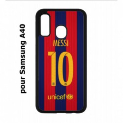Coque noire pour Samsung Galaxy A40 maillot 10 Lionel Messi FC Barcelone Foot