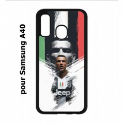 Coque noire pour Samsung Galaxy A40 Ronaldo CR7 Juventus Foot