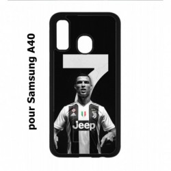 Coque noire pour Samsung Galaxy A40 Ronaldo CR7 Juventus Foot numéro 7