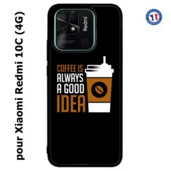 Coque pour Xiaomi Redmi 10C (4G) Coffee is always a good idea - fond noir