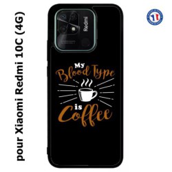 Coque pour Xiaomi Redmi 10C (4G) My Blood Type is Coffee - coque café