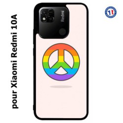 Coque pour Xiaomi Redmi 10A Peace and Love LGBT - couleur arc en ciel