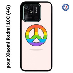 Coque pour Xiaomi Redmi 10C (4G) Peace and Love LGBT - couleur arc en ciel