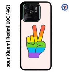 Coque pour Xiaomi Redmi 10C (4G) Rainbow Peace LGBT - couleur arc en ciel Main Victoire Paix LGBT