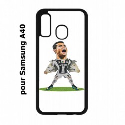 Coque noire pour Samsung Galaxy A40 Cristiano Ronaldo Juventus Turin Football - Ronaldo super héros