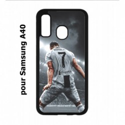 Coque noire pour Samsung Galaxy A40 Cristiano Ronaldo Juventus Turin Football stade