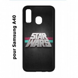 Coque noire pour Samsung Galaxy A40 logo Stars Wars fond gris - légende Star Wars