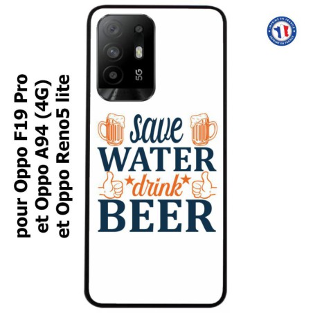 Coque pour Oppo A94 (4G) Save Water Drink Beer Humour Bière