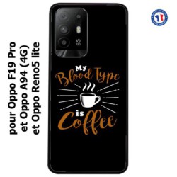 Coque pour Oppo A94 (4G) My Blood Type is Coffee - coque café