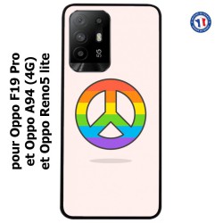 Coque pour Oppo A94 (4G) Peace and Love LGBT - couleur arc en ciel