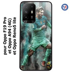 Coque pour Oppo F19 Pro Lionel Messi FC Barcelone Foot vert-rouge-jaune