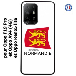 Coque pour Oppo A94 (4G) Logo Normandie - Écusson Normandie - 2 léopards