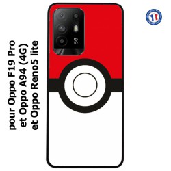 Coque pour Oppo A94 (4G) rond noir sur fond rouge et blanc