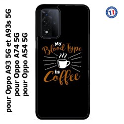 Coque pour Oppo A54 5G My Blood Type is Coffee - coque café