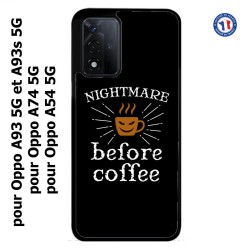 Coque pour Oppo A54 5G Nightmare before Coffee - coque café